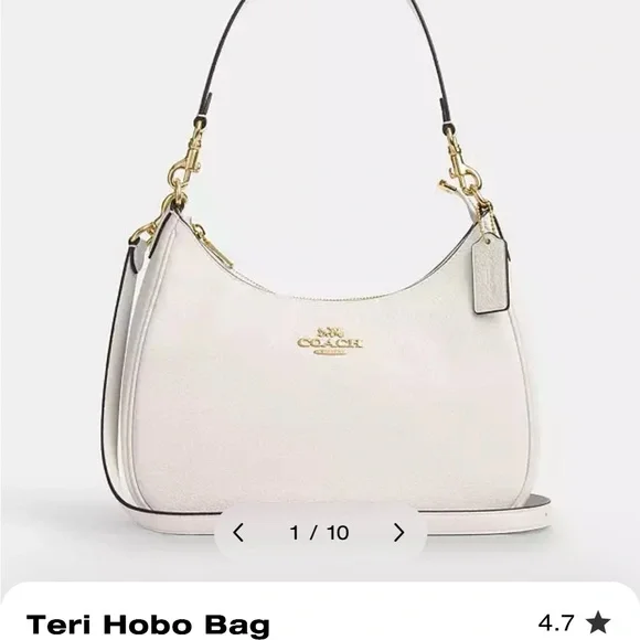 Coach Teri Hobo Bag in White Pebble Leather - Picture 2 of 9